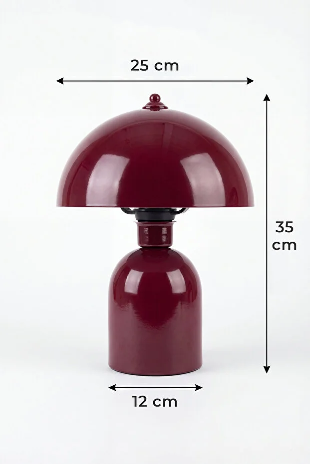 Luna Abajur Bordo Metal Gövdeli